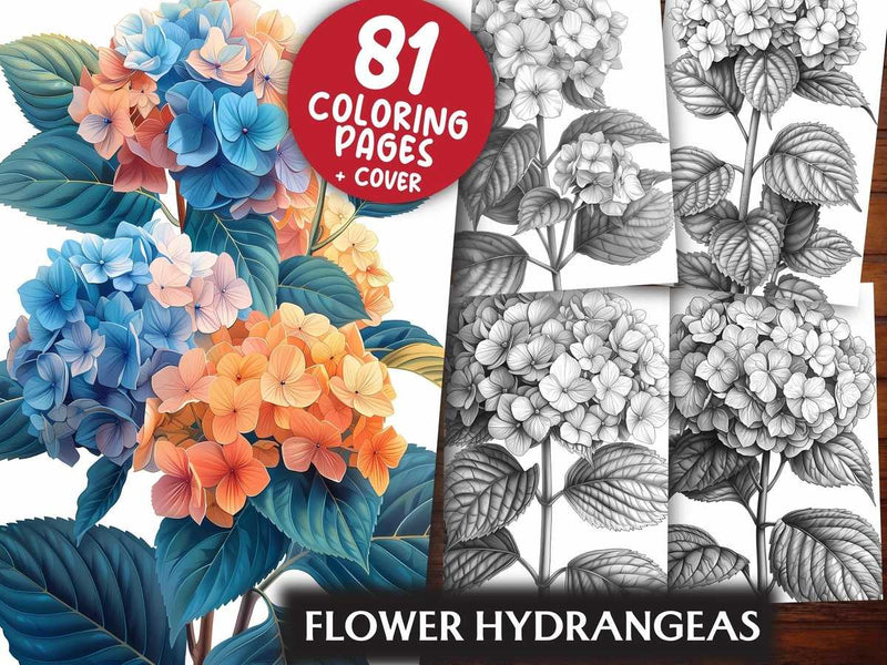 Flower Hydrangeas Coloring Books - CraftNest