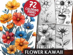 Flower Kawaii Coloring Books - CraftNest