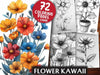 Flower Kawaii Coloring Books