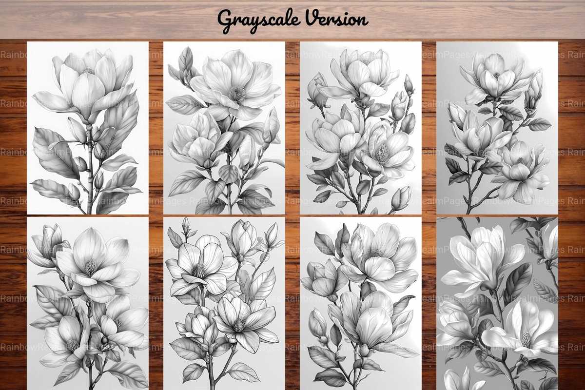 Flower Magnolias Coloring Books - CraftNest