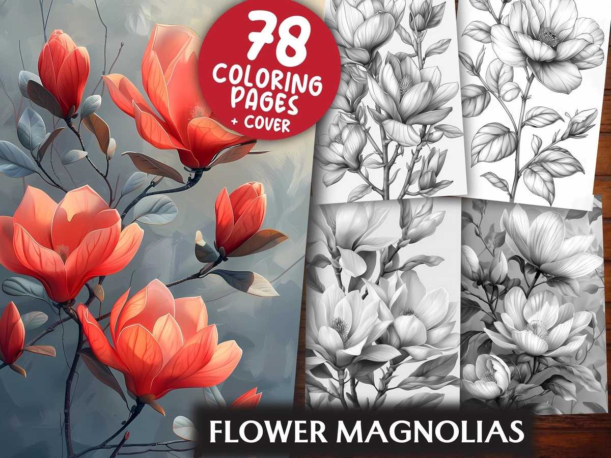 Flower Magnolias Coloring Books - CraftNest