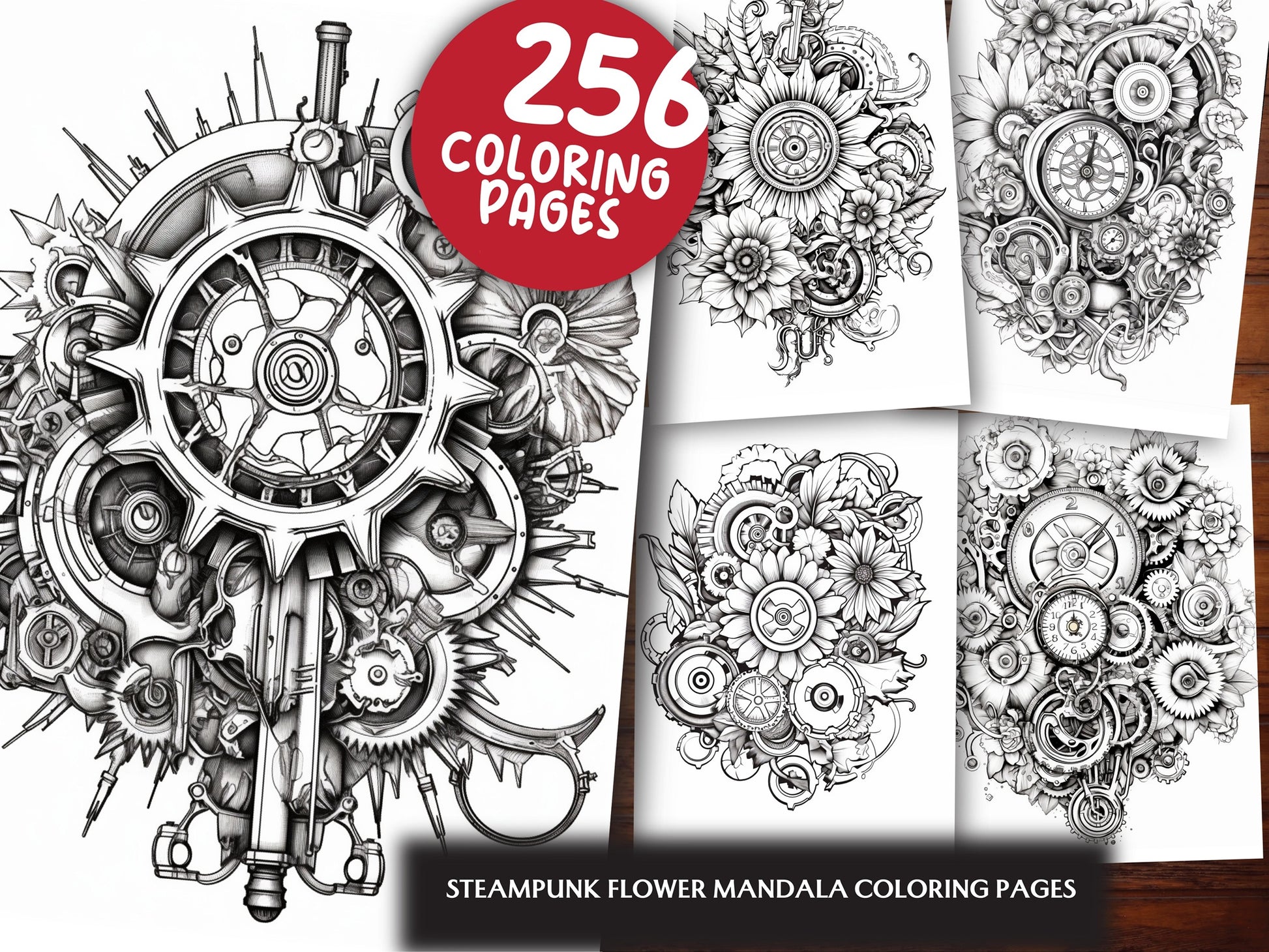 Steampunk Flower Mandala Coloring Pages - CraftNest - Digital Crafting and Art