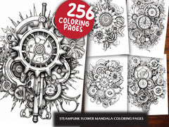 Steampunk Flower Mandala Coloring Pages - CraftNest - Digital Crafting and Art