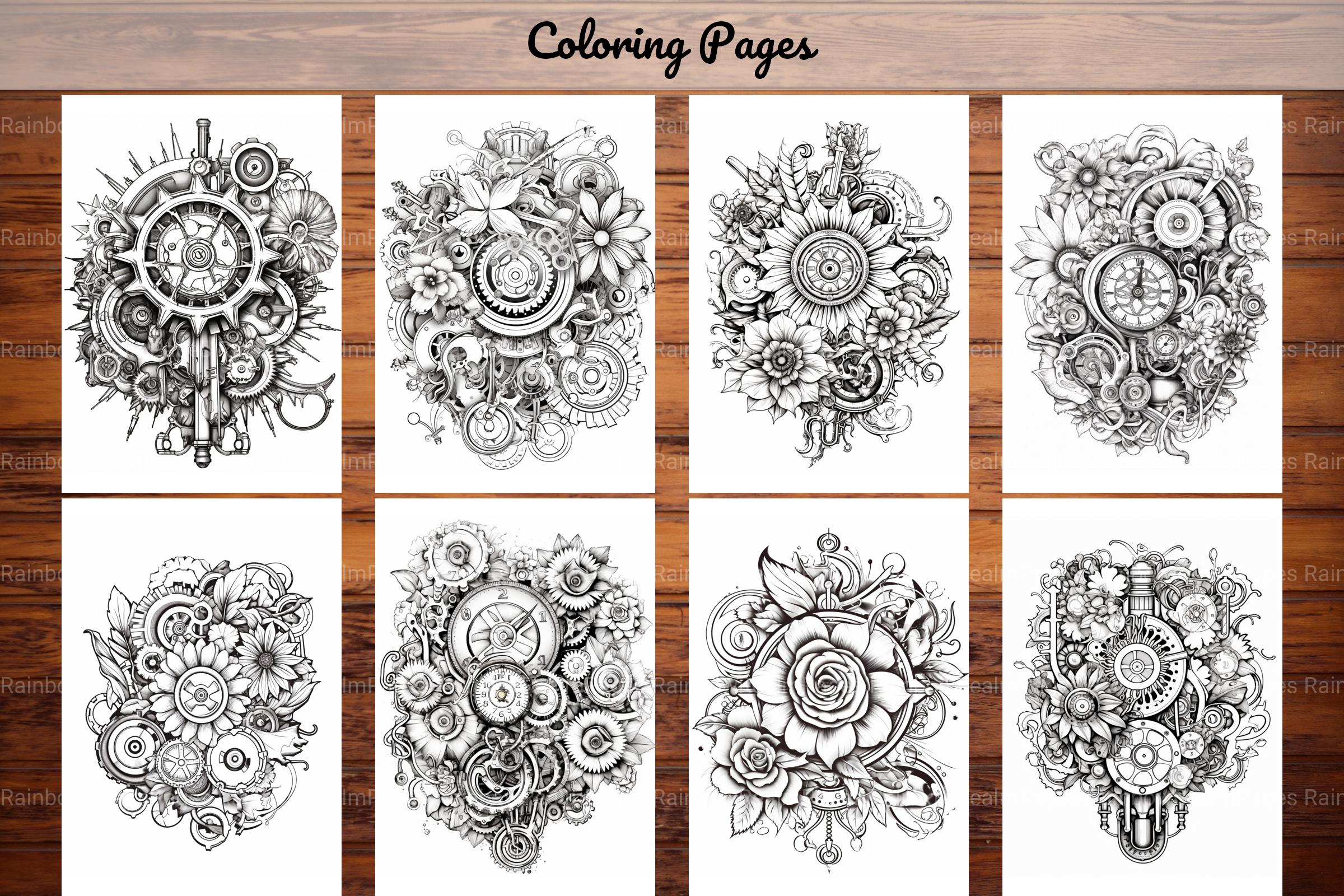 Steampunk Flower Mandala Coloring Pages - CraftNest - Digital Crafting and Art