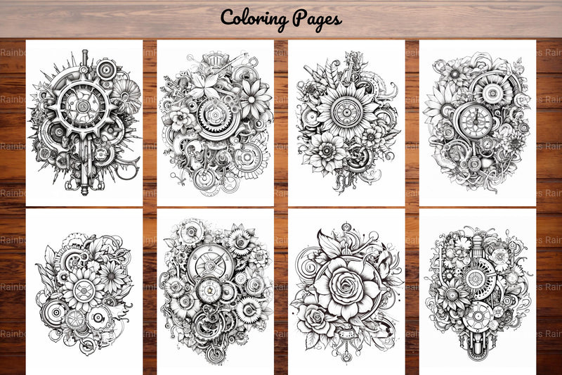 Steampunk Flower Mandala Coloring Pages - CraftNest - Digital Crafting and Art