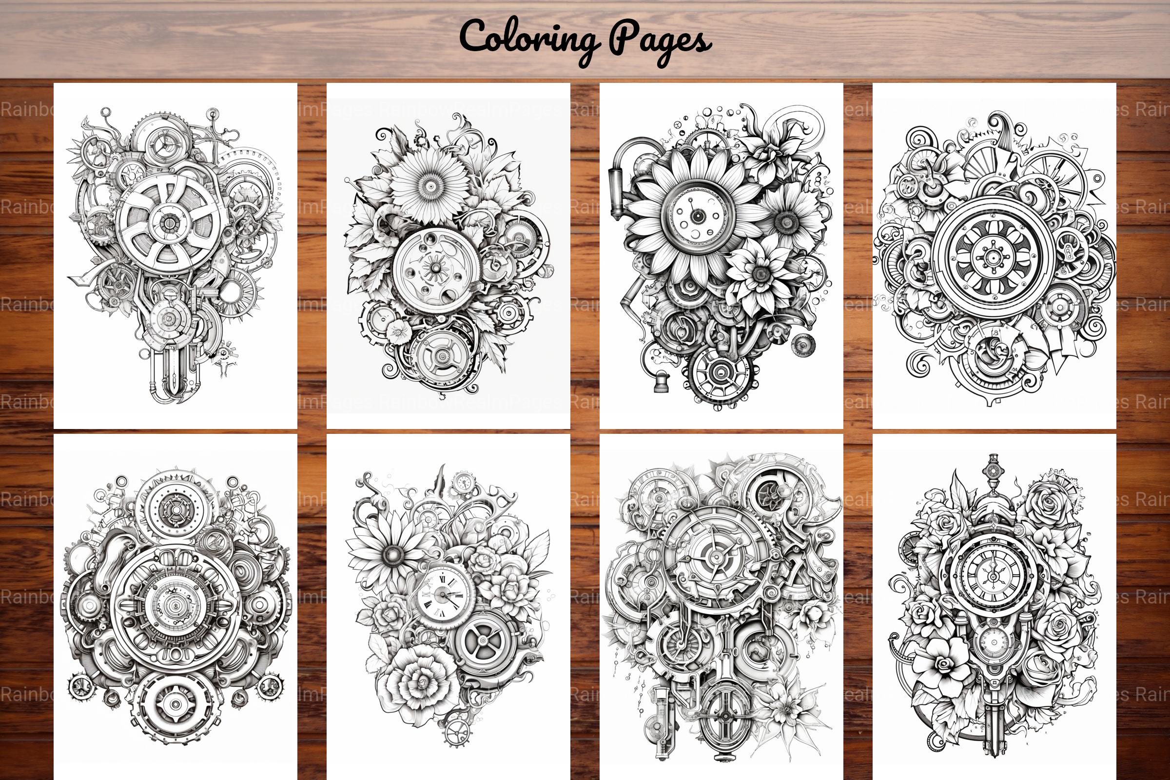 Steampunk Flower Mandala Coloring Pages - CraftNest - Digital Crafting and Art