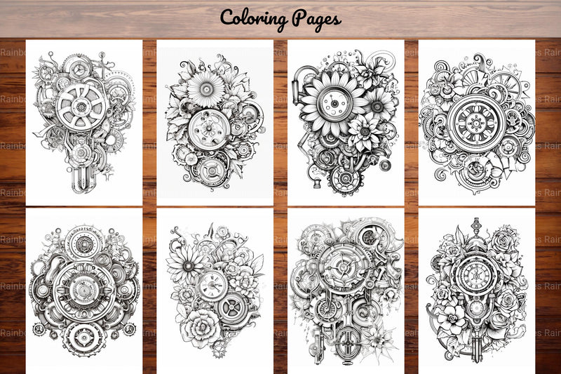 Steampunk Flower Mandala Coloring Pages - CraftNest - Digital Crafting and Art