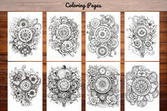 Steampunk Flower Mandala Coloring Pages - CraftNest - Digital Crafting and Art