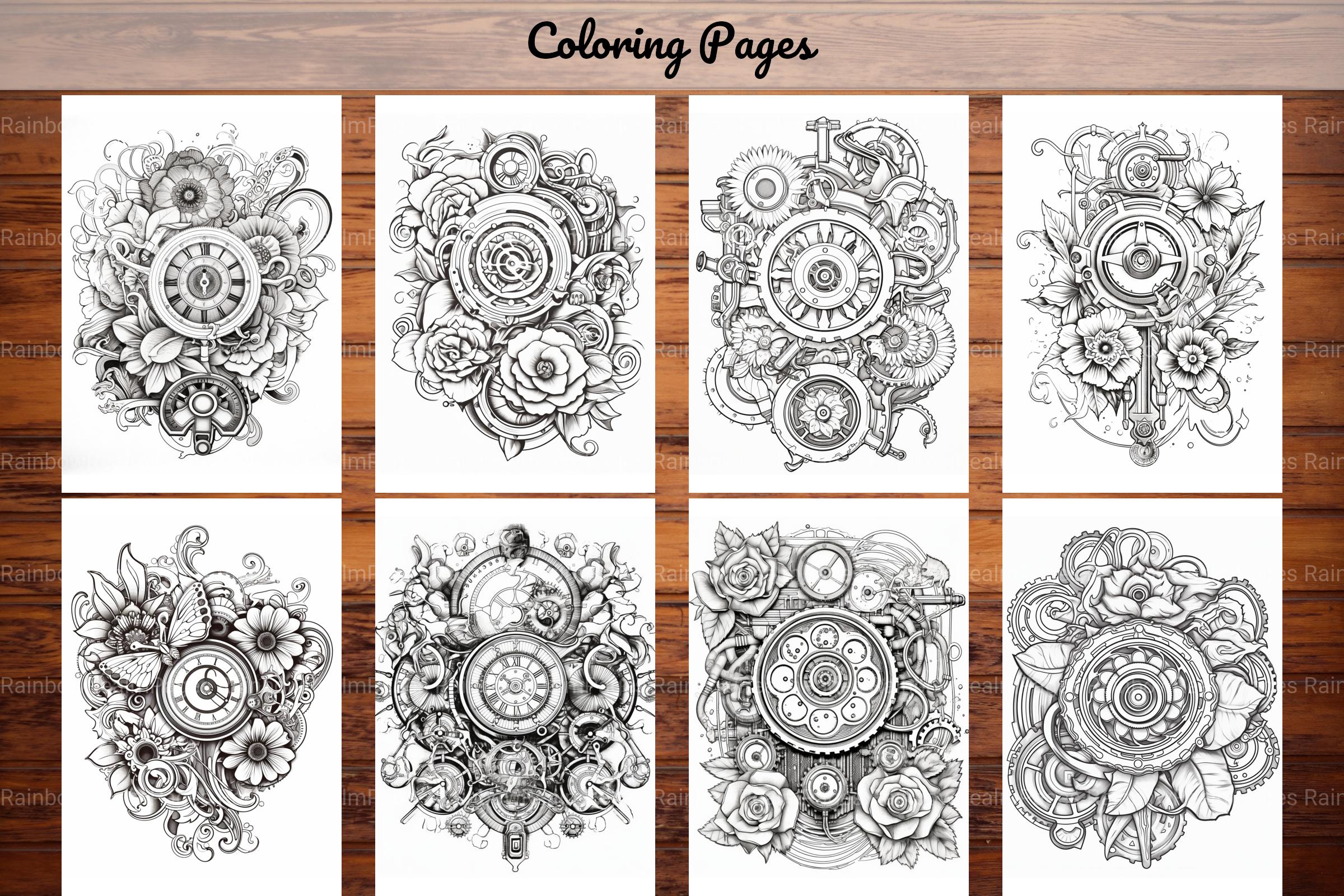 Steampunk Flower Mandala Coloring Pages - CraftNest - Digital Crafting and Art
