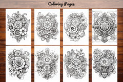 Steampunk Flower Mandala Coloring Pages - CraftNest - Digital Crafting and Art