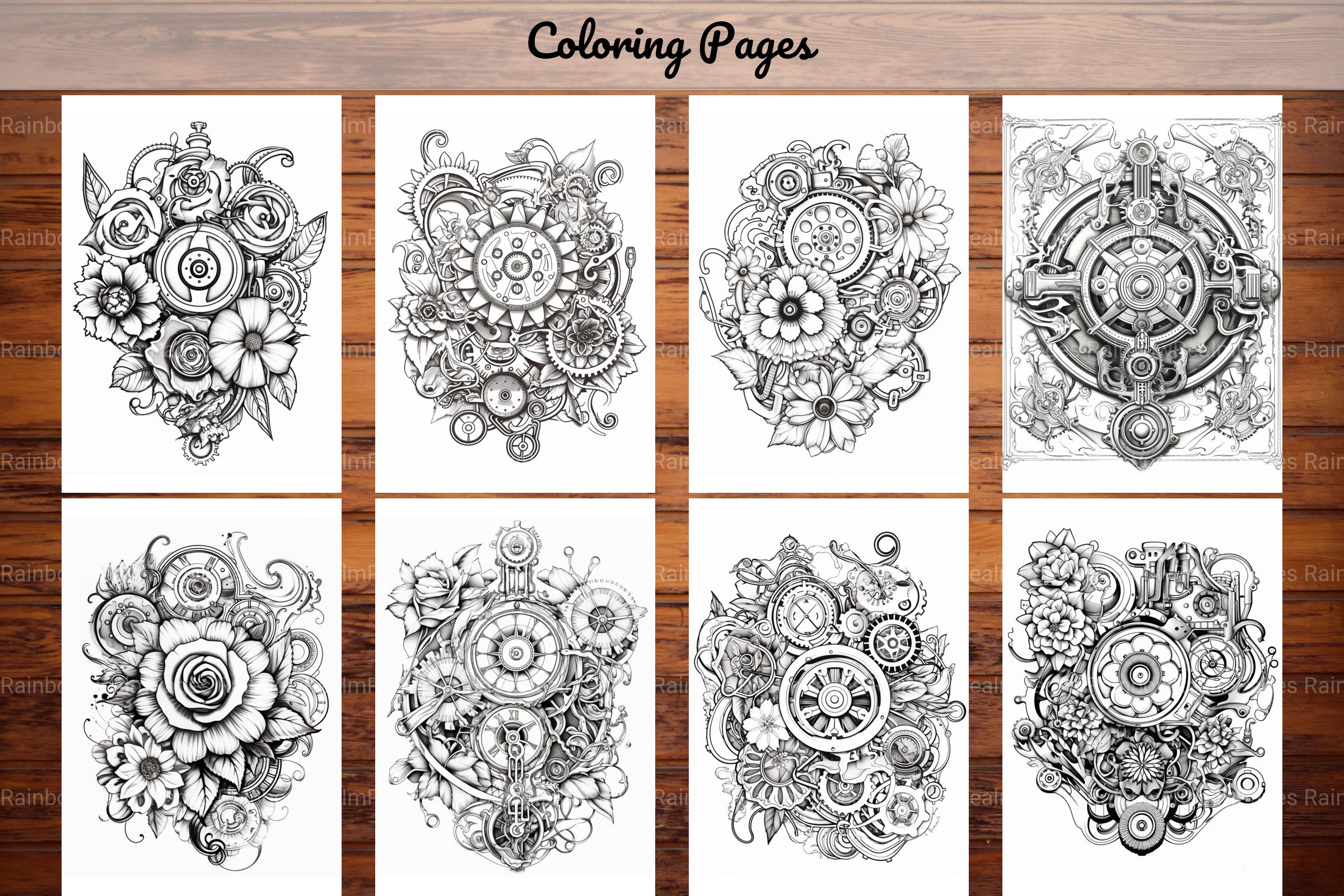 Steampunk Flower Mandala Coloring Pages - CraftNest - Digital Crafting and Art
