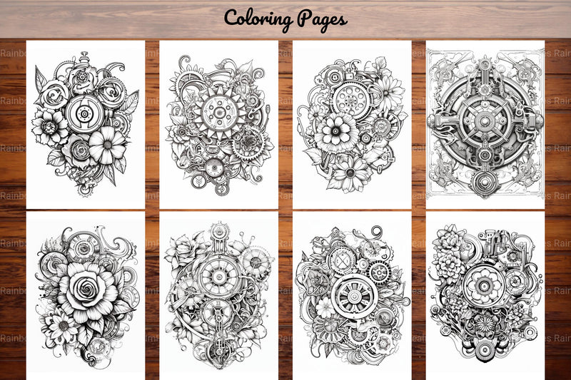 Steampunk Flower Mandala Coloring Pages - CraftNest - Digital Crafting and Art