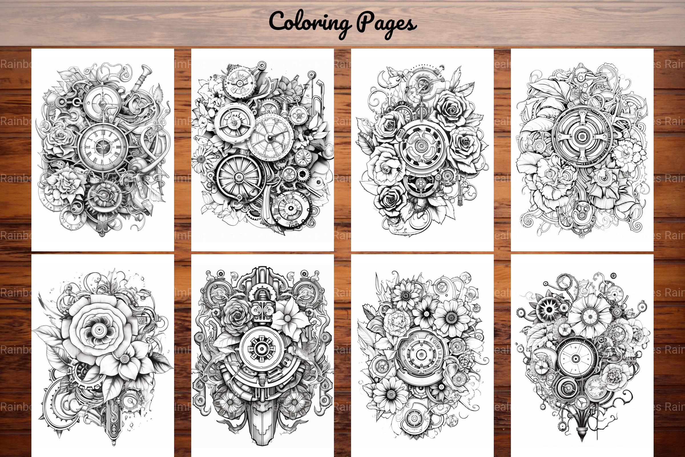 Steampunk Flower Mandala Coloring Pages - CraftNest - Digital Crafting and Art