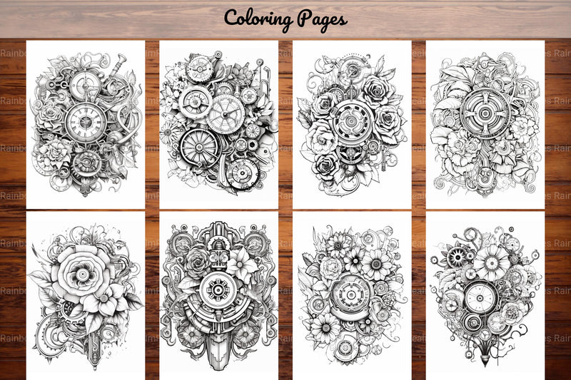 Steampunk Flower Mandala Coloring Pages - CraftNest - Digital Crafting and Art