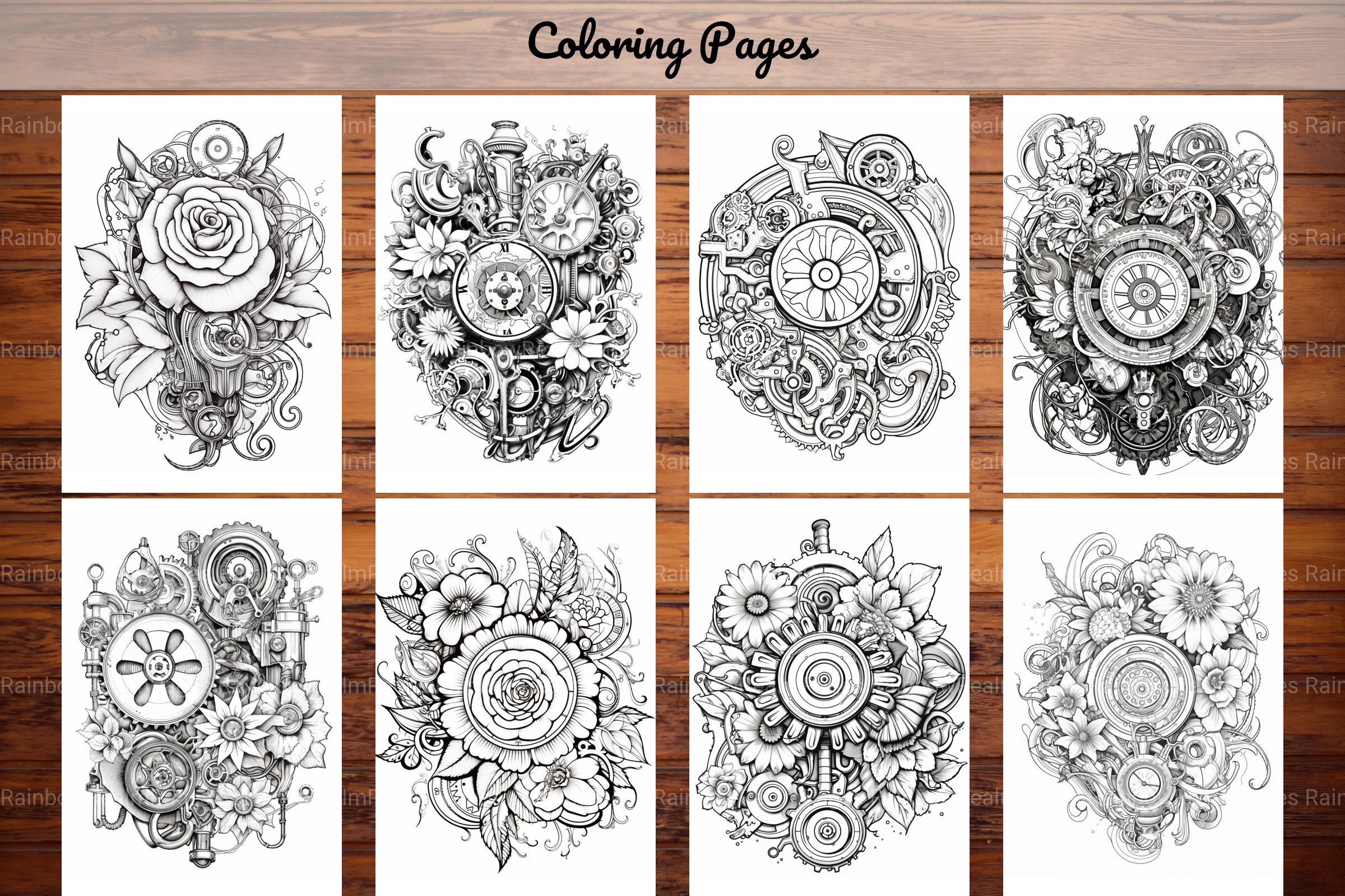 Steampunk Flower Mandala Coloring Pages - CraftNest - Digital Crafting and Art