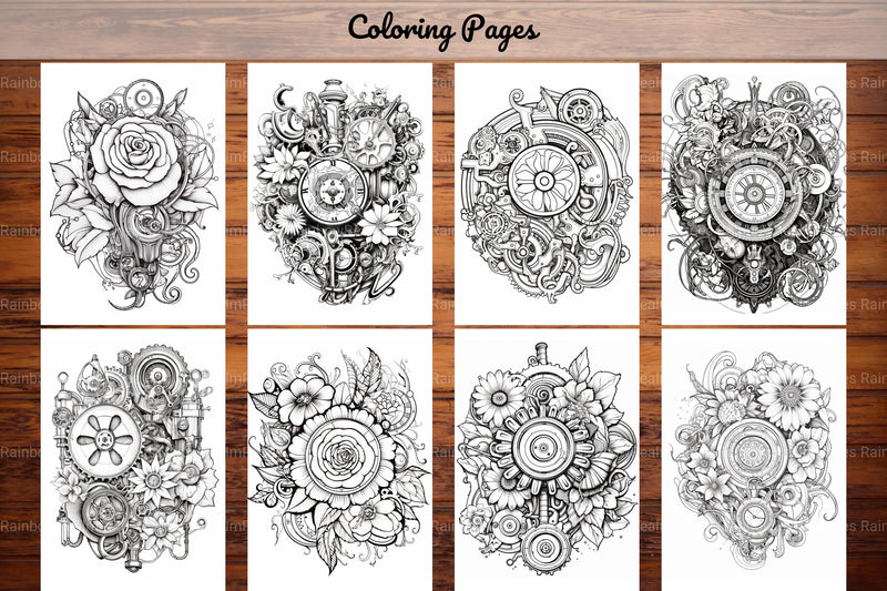 Steampunk Flower Mandala Coloring Pages - CraftNest - Digital Crafting and Art