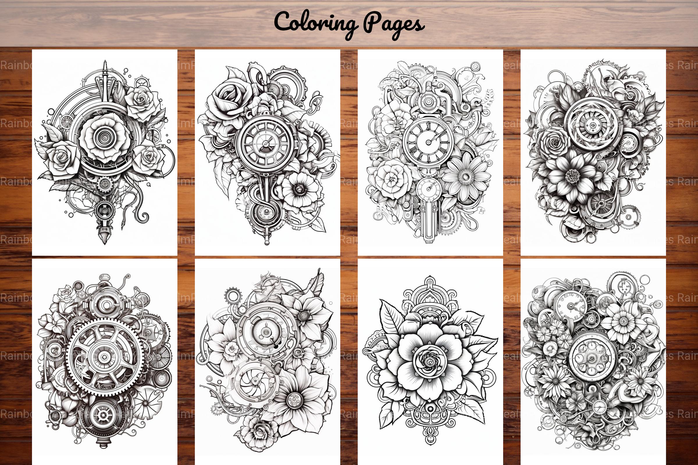 Steampunk Flower Mandala Coloring Pages - CraftNest - Digital Crafting and Art