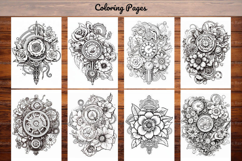 Steampunk Flower Mandala Coloring Pages - CraftNest - Digital Crafting and Art
