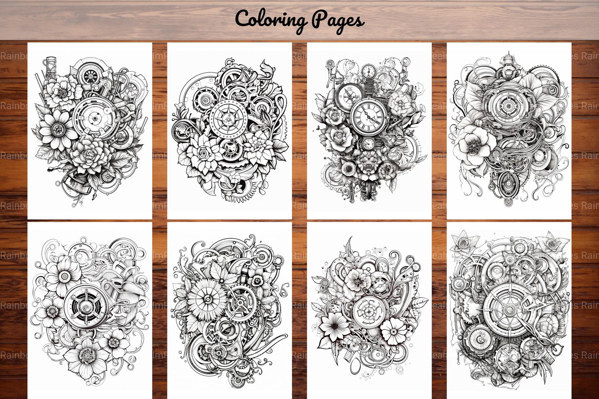 Steampunk Flower Mandala Coloring Pages - CraftNest - Digital Crafting and Art