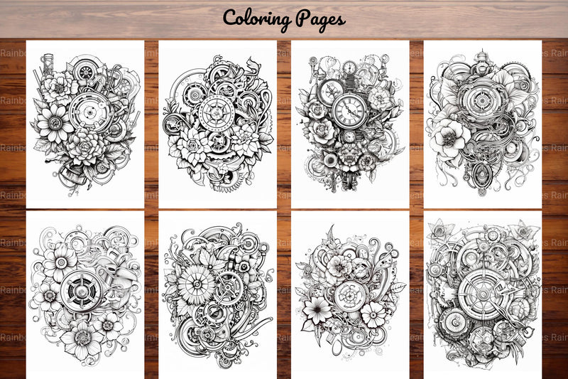 Steampunk Flower Mandala Coloring Pages - CraftNest - Digital Crafting and Art