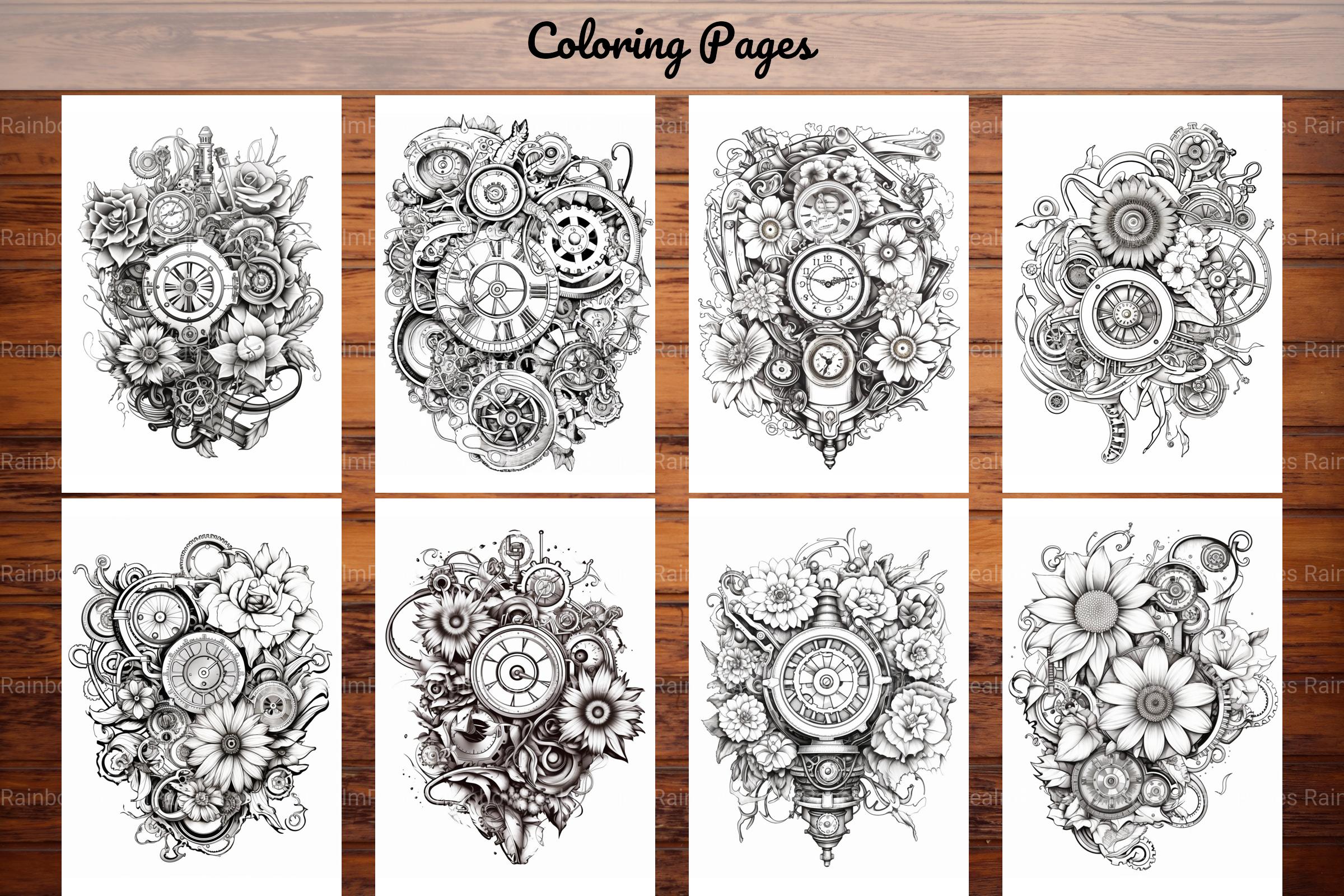 Steampunk Flower Mandala Coloring Pages - CraftNest - Digital Crafting and Art