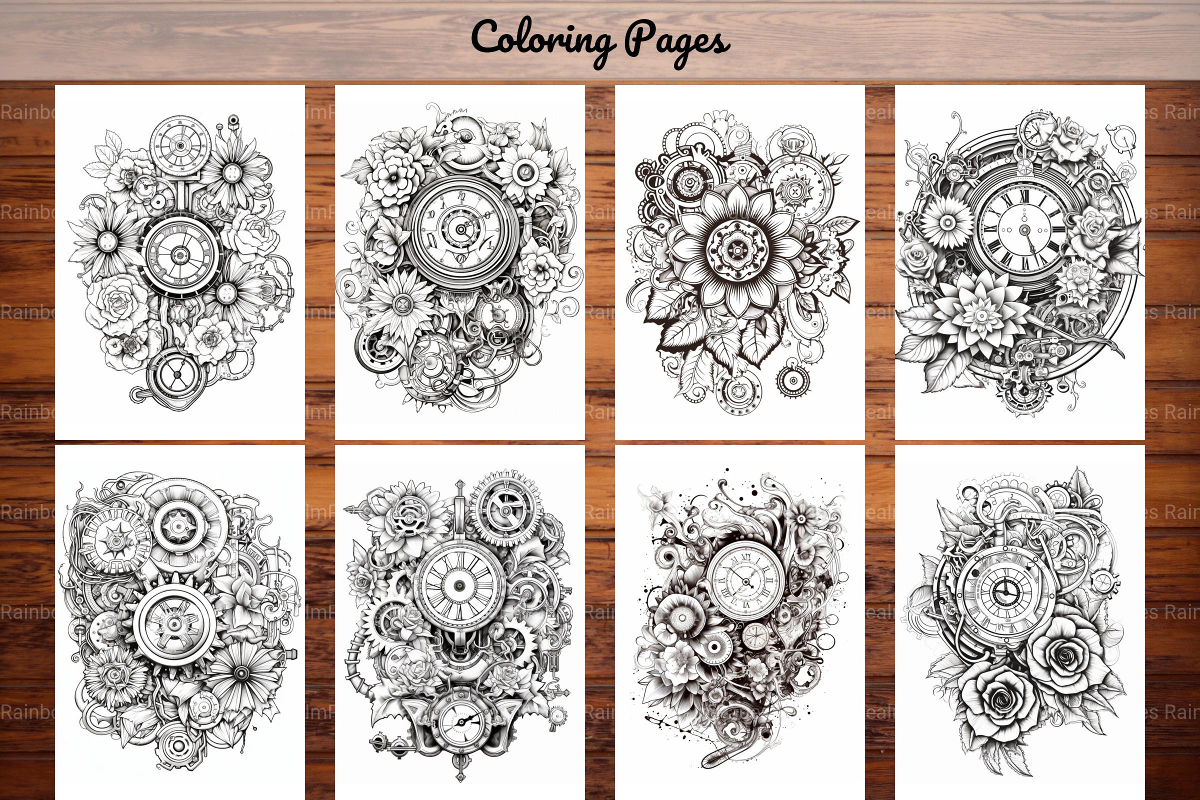 Steampunk Flower Mandala Coloring Pages - CraftNest - Digital Crafting and Art
