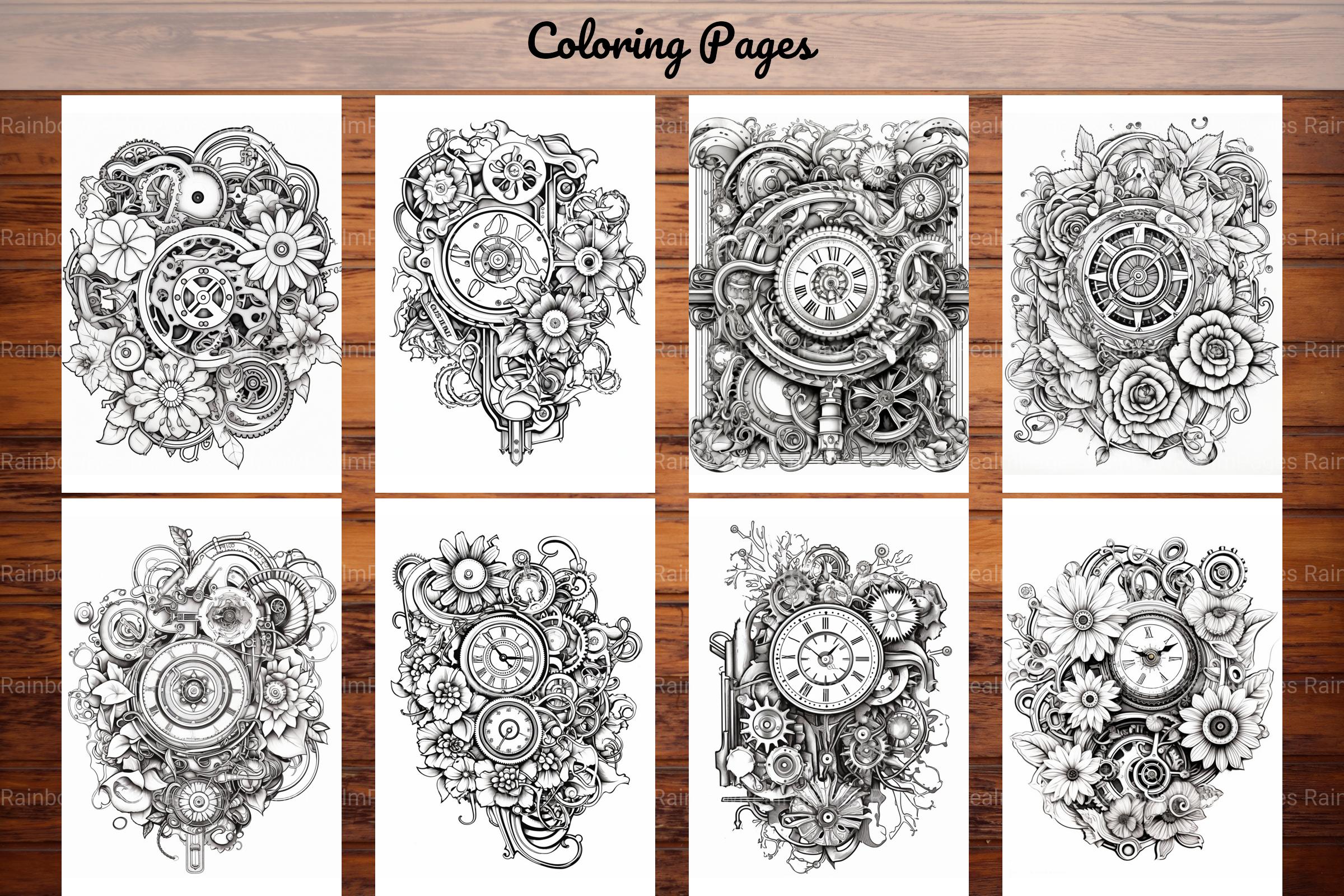 Steampunk Flower Mandala Coloring Pages - CraftNest - Digital Crafting and Art