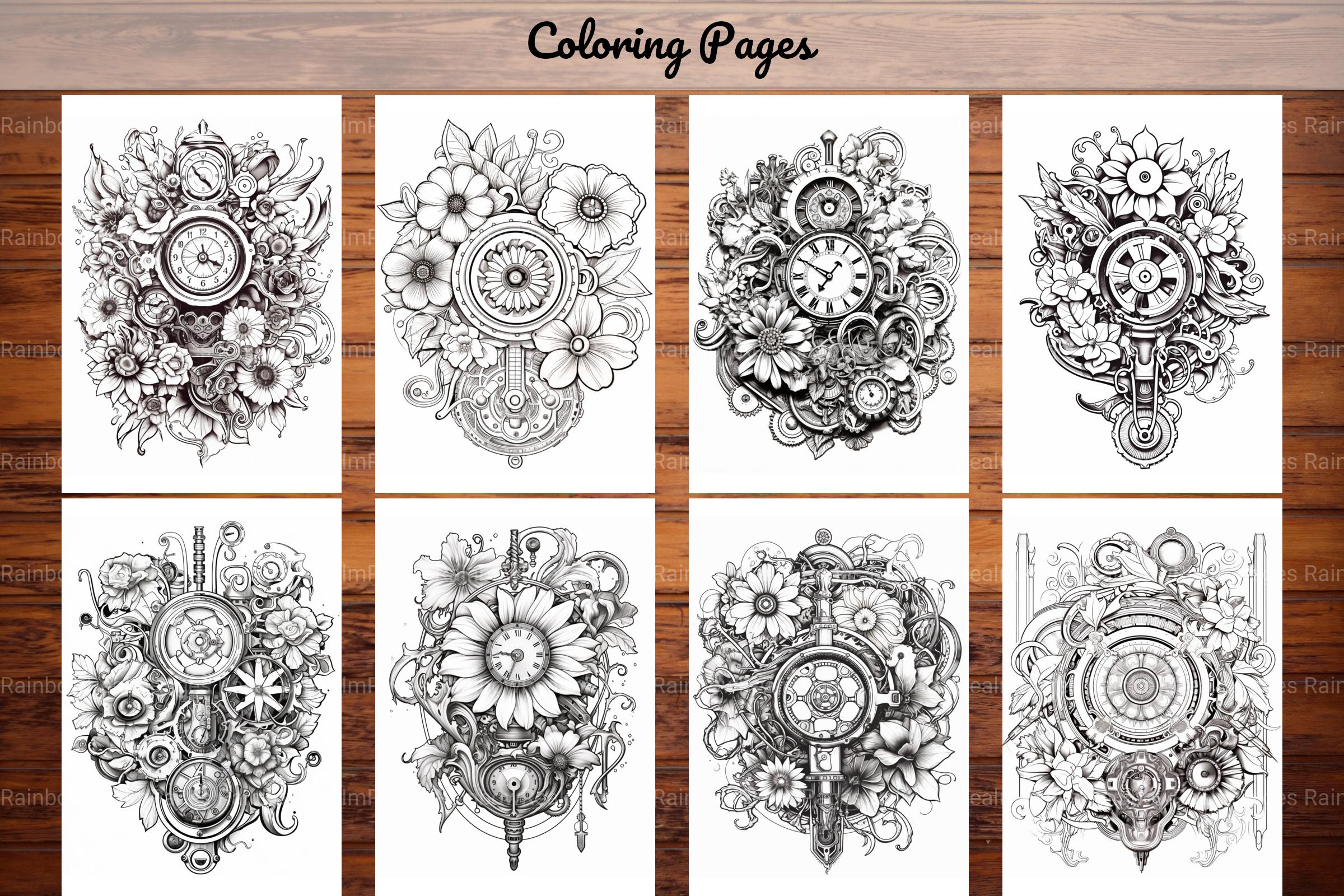 Steampunk Flower Mandala Coloring Pages - CraftNest - Digital Crafting and Art