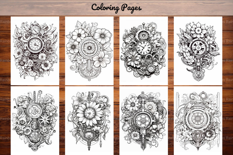 Steampunk Flower Mandala Coloring Pages - CraftNest - Digital Crafting and Art