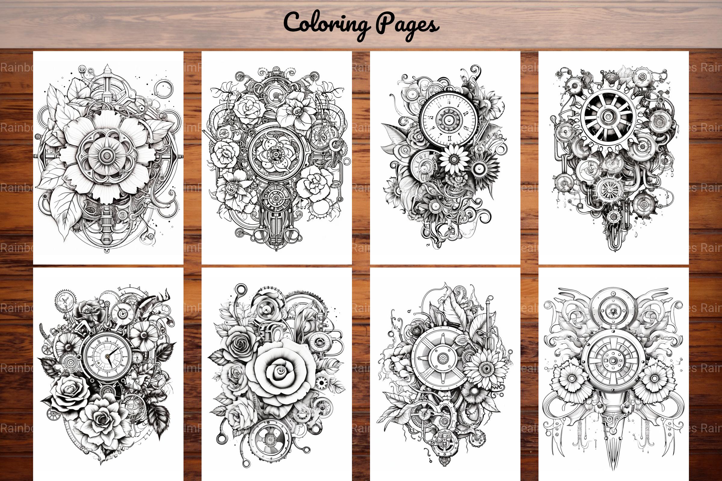 Steampunk Flower Mandala Coloring Pages - CraftNest - Digital Crafting and Art