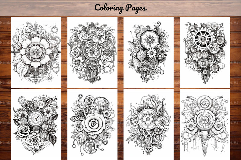 Steampunk Flower Mandala Coloring Pages - CraftNest - Digital Crafting and Art
