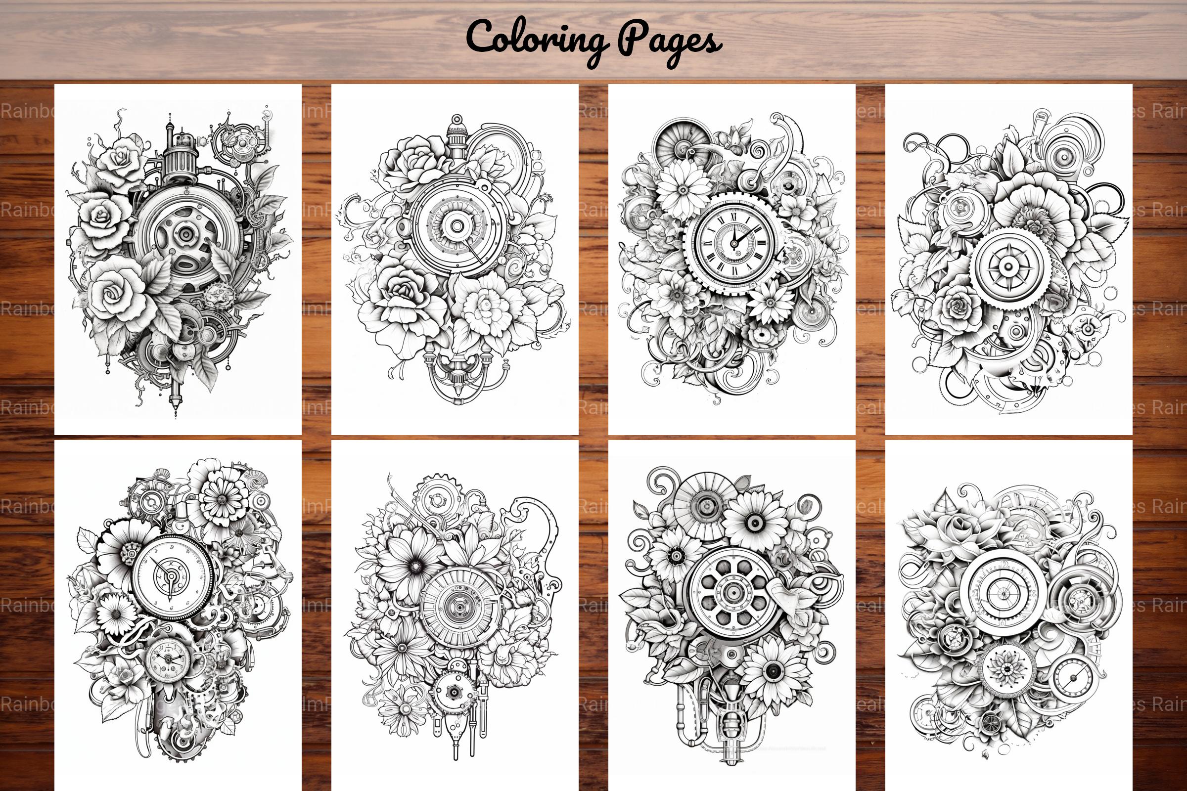 Steampunk Flower Mandala Coloring Pages - CraftNest - Digital Crafting and Art