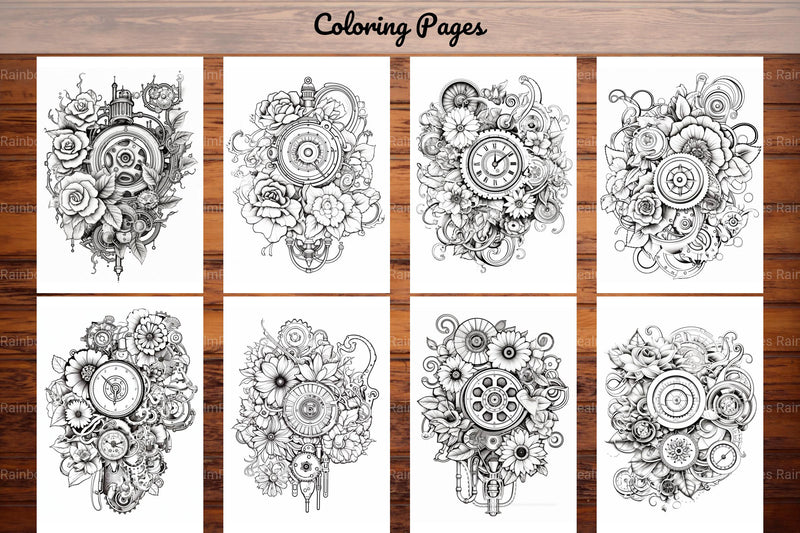 Steampunk Flower Mandala Coloring Pages - CraftNest - Digital Crafting and Art