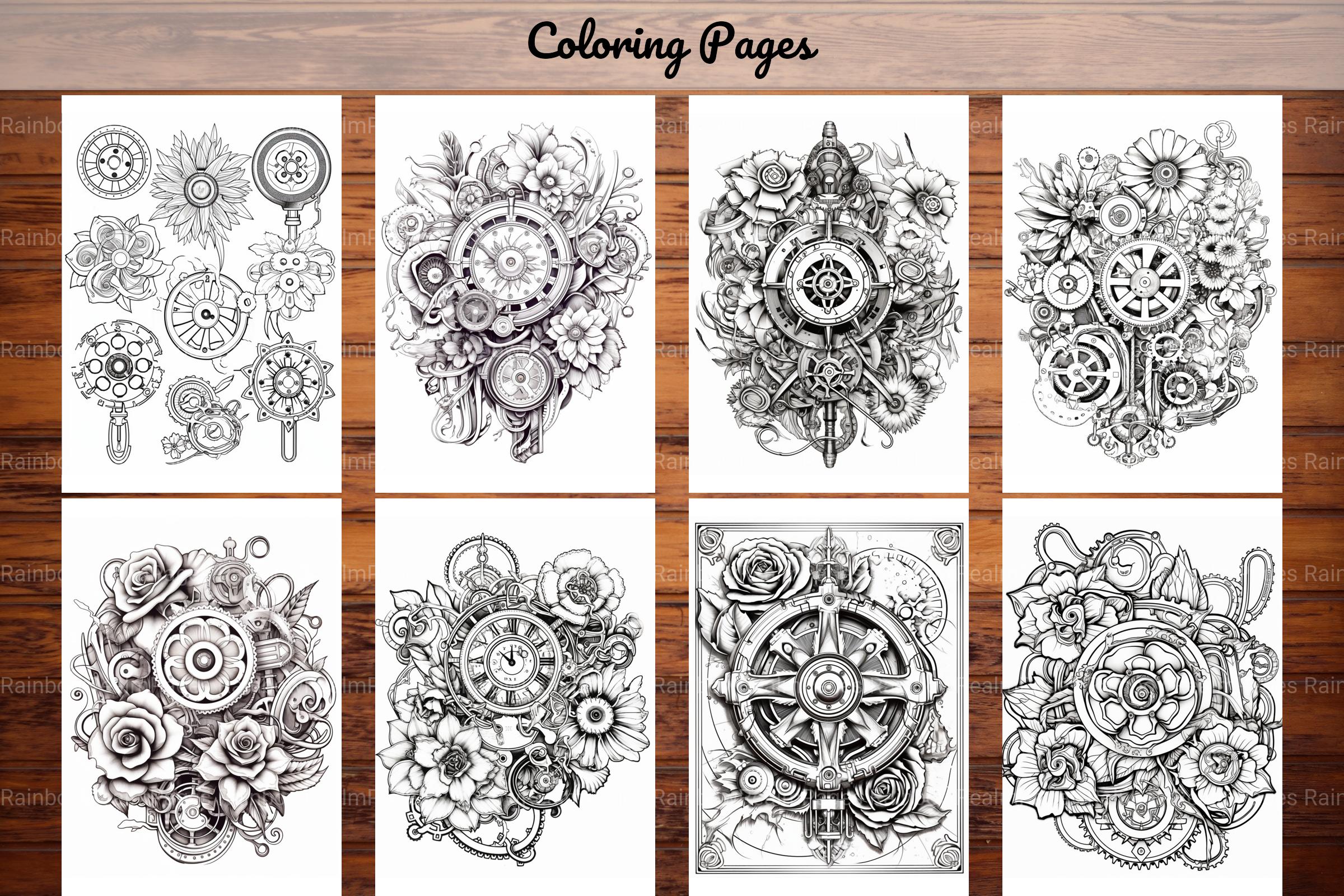 Steampunk Flower Mandala Coloring Pages - CraftNest - Digital Crafting and Art