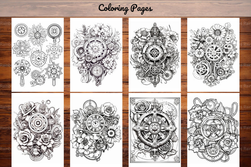 Steampunk Flower Mandala Coloring Pages - CraftNest - Digital Crafting and Art