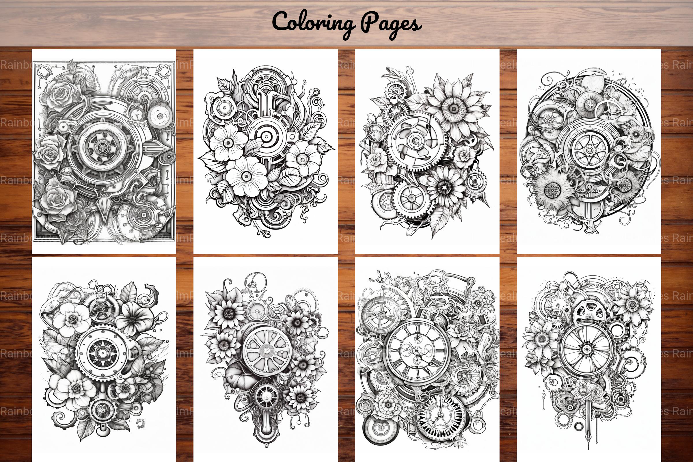 Steampunk Flower Mandala Coloring Pages - CraftNest - Digital Crafting and Art