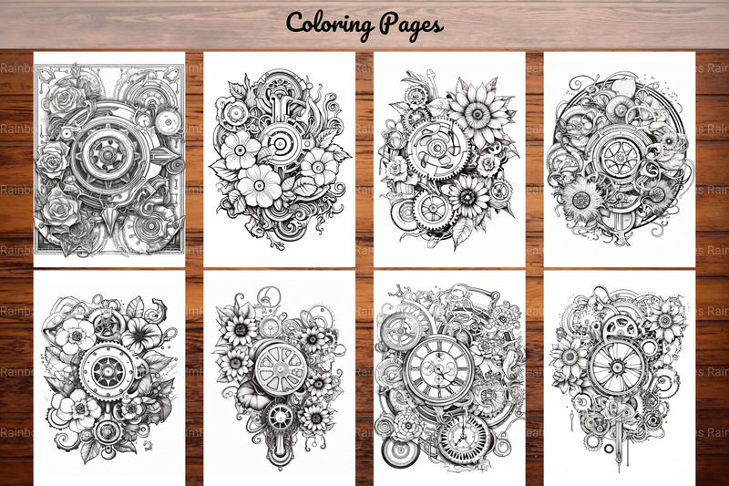 Steampunk Flower Mandala Coloring Pages - CraftNest - Digital Crafting and Art