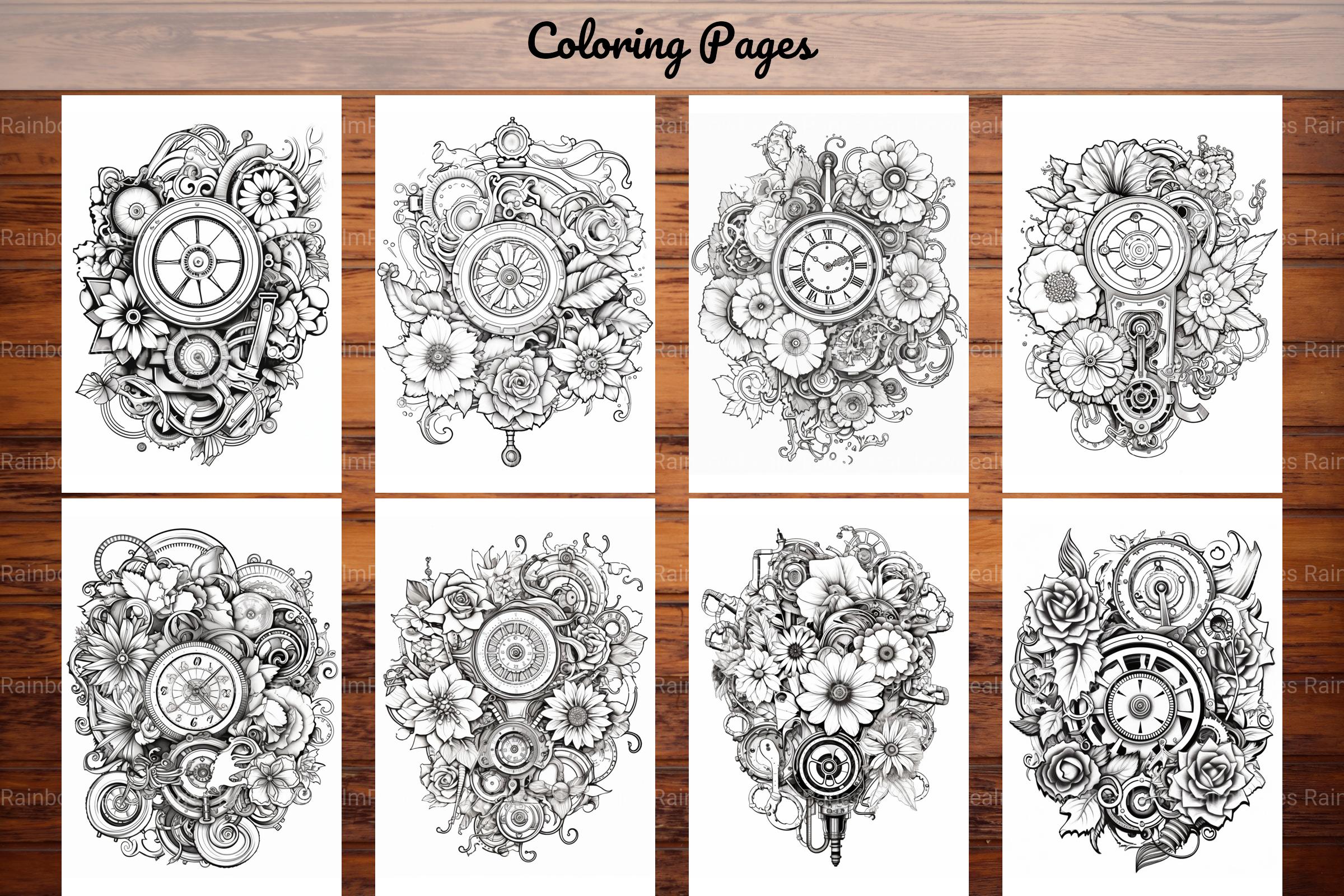 Steampunk Flower Mandala Coloring Pages - CraftNest - Digital Crafting and Art