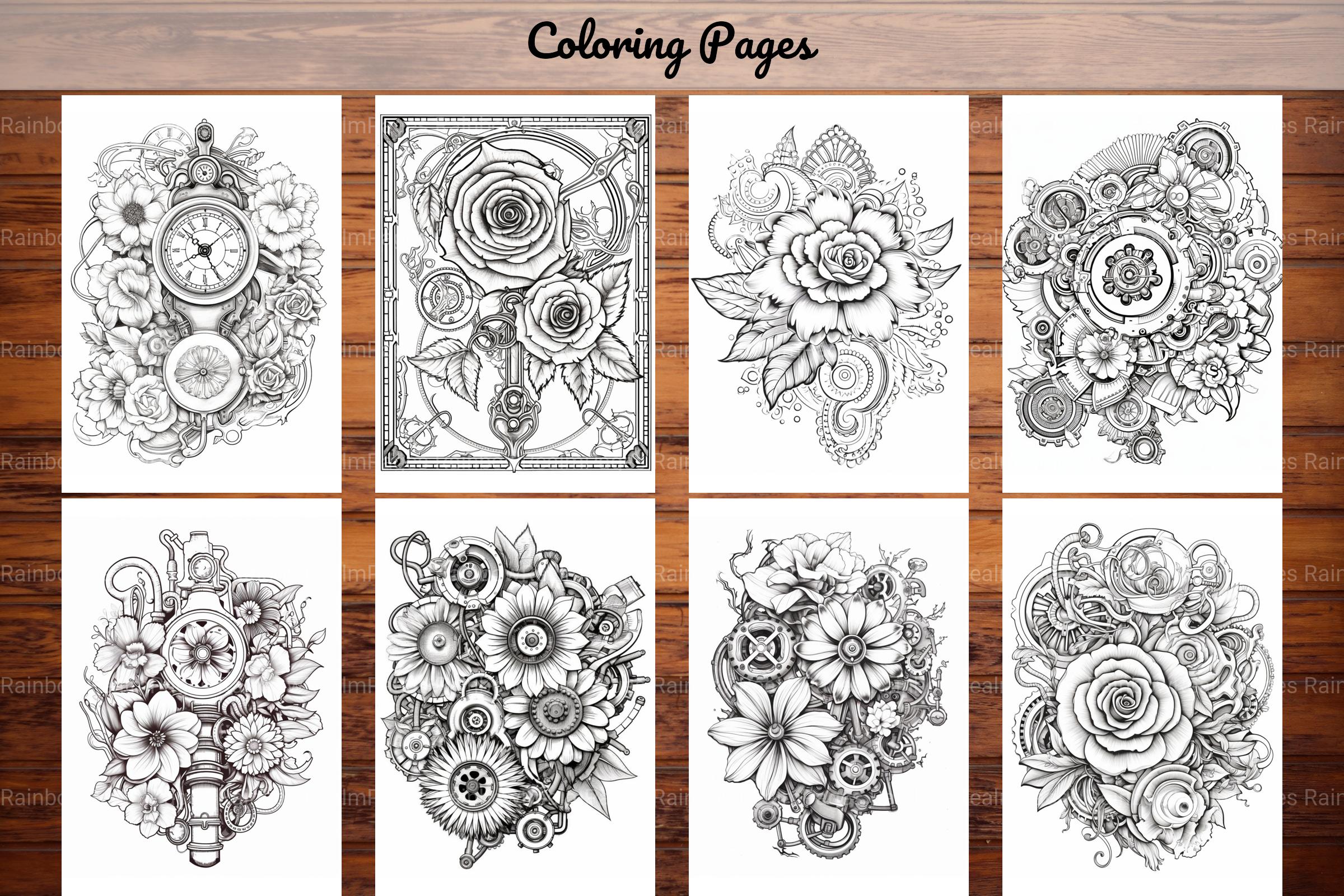 Steampunk Flower Mandala Coloring Pages - CraftNest - Digital Crafting and Art
