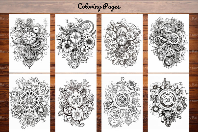 Steampunk Flower Mandala Coloring Pages - CraftNest - Digital Crafting and Art