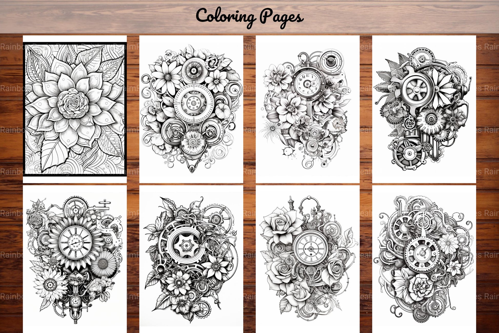 Steampunk Flower Mandala Coloring Pages - CraftNest - Digital Crafting and Art