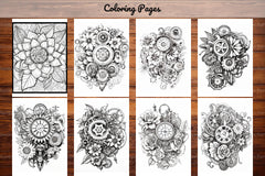 Steampunk Flower Mandala Coloring Pages - CraftNest - Digital Crafting and Art