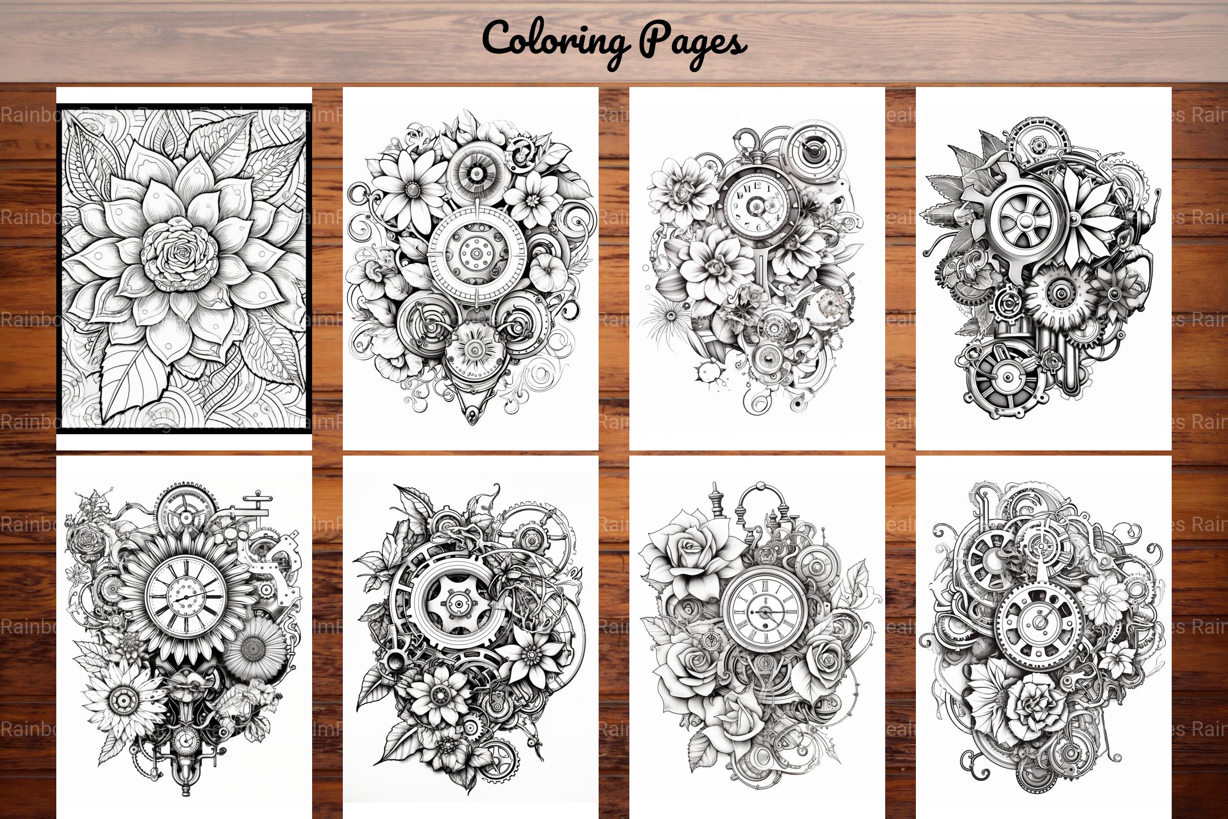 Steampunk Flower Mandala Coloring Pages - CraftNest - Digital Crafting and Art