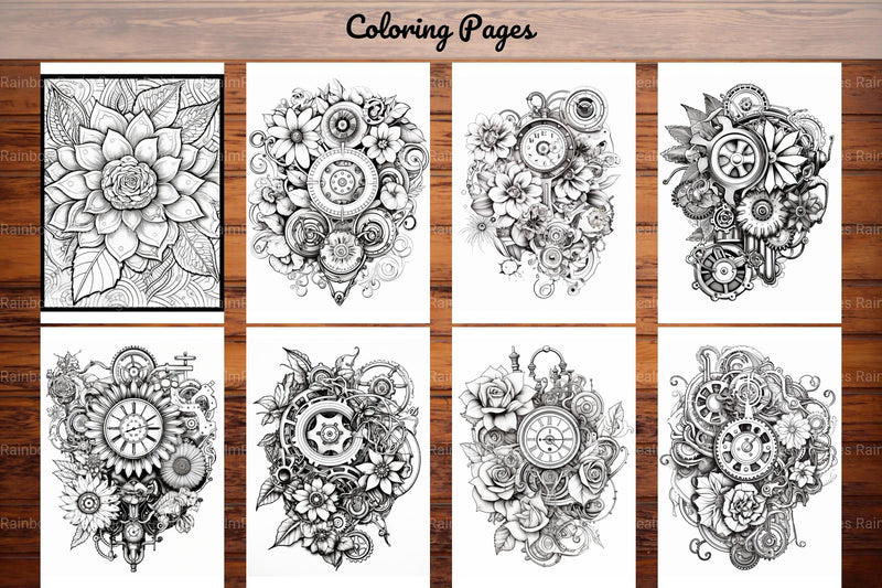 Steampunk Flower Mandala Coloring Pages - CraftNest - Digital Crafting and Art