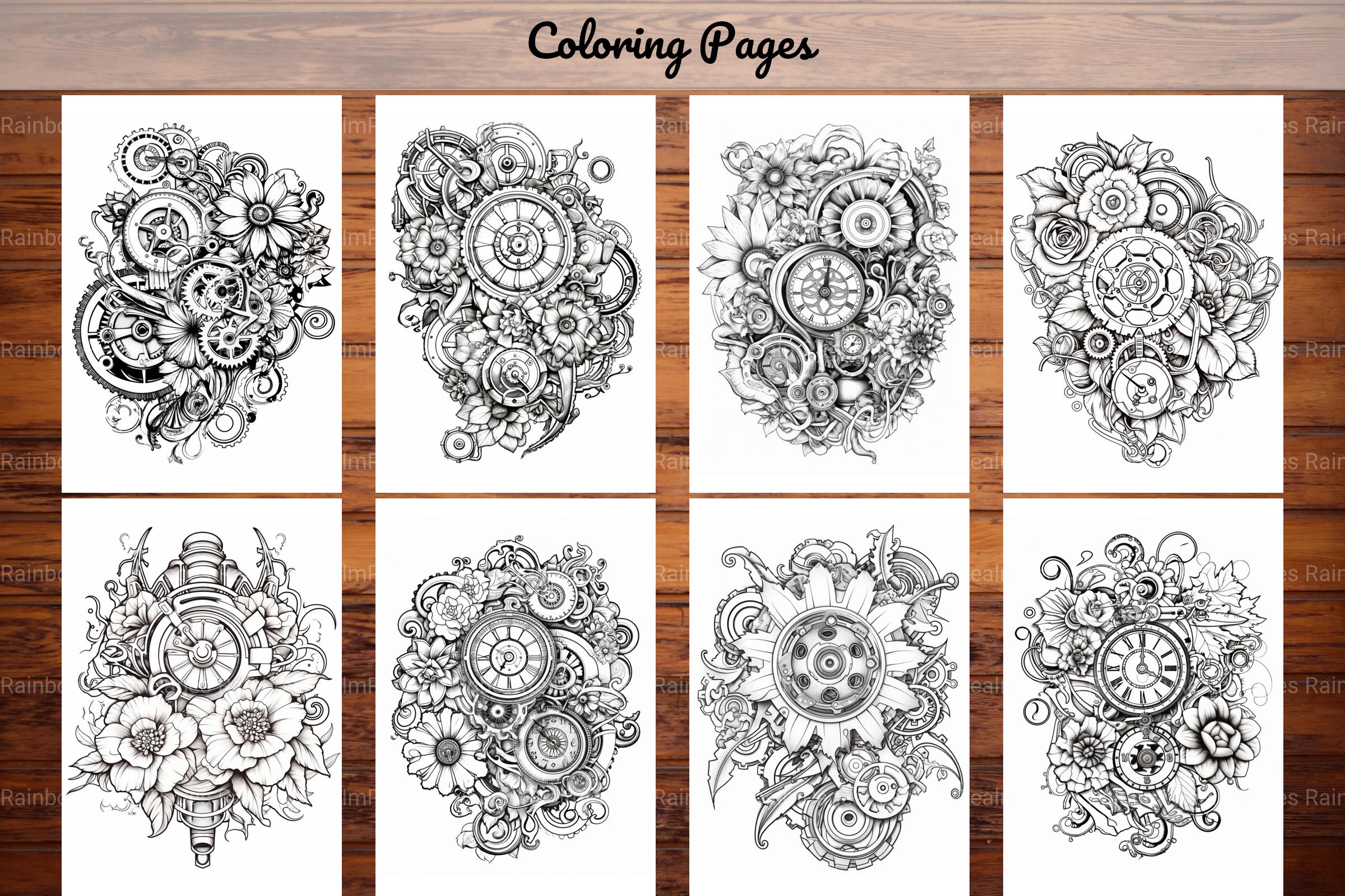 Steampunk Flower Mandala Coloring Pages - CraftNest - Digital Crafting and Art