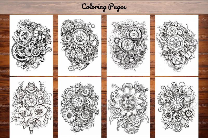 Steampunk Flower Mandala Coloring Pages - CraftNest - Digital Crafting and Art