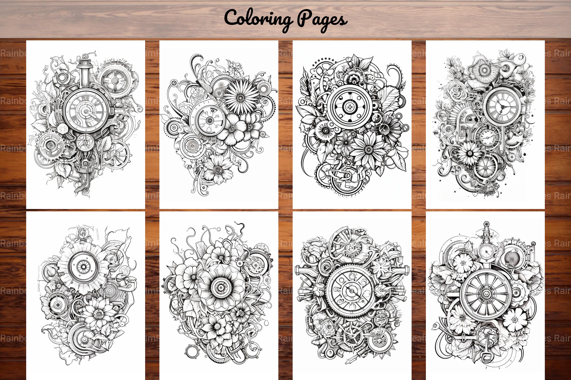 Steampunk Flower Mandala Coloring Pages - CraftNest - Digital Crafting and Art