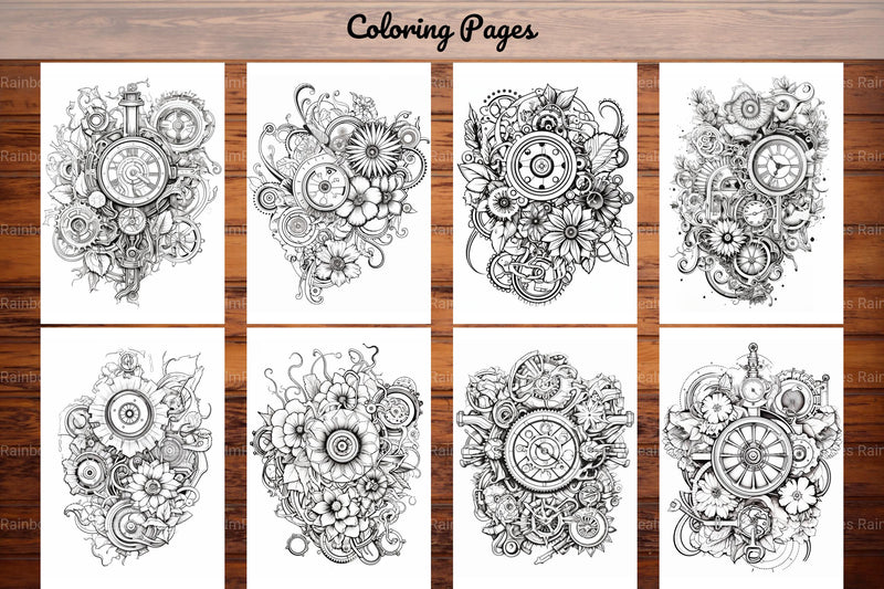 Steampunk Flower Mandala Coloring Pages - CraftNest - Digital Crafting and Art