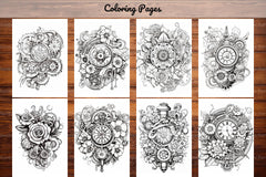 Steampunk Flower Mandala Coloring Pages - CraftNest - Digital Crafting and Art
