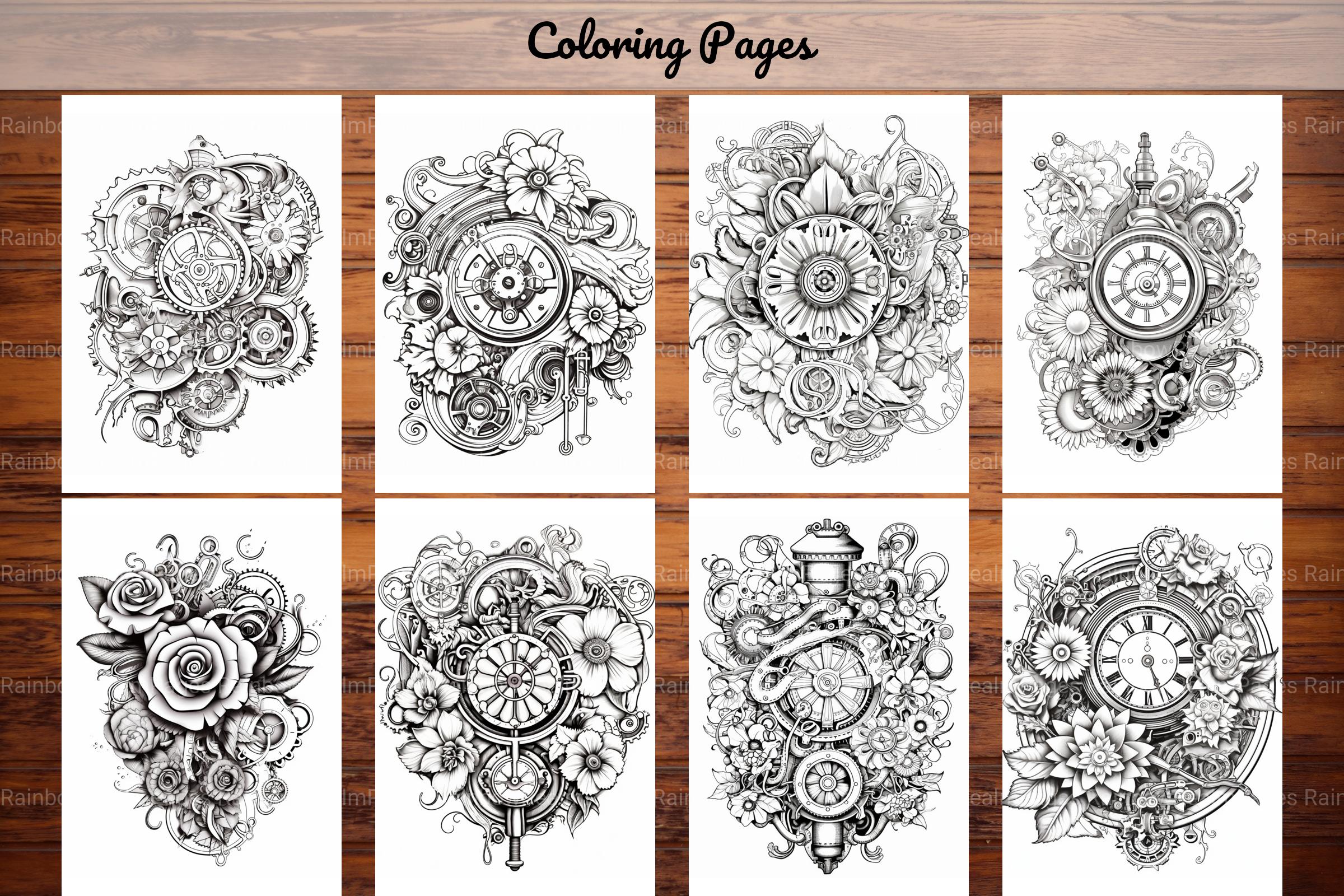 Steampunk Flower Mandala Coloring Pages - CraftNest - Digital Crafting and Art